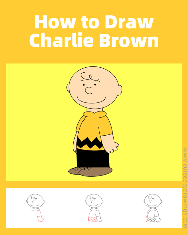 how to draw charlie brown - www.cuteeasydrawings.com