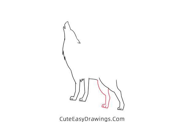 how to draw a wolf howling at the moon - www.cuteeasydrawings.com