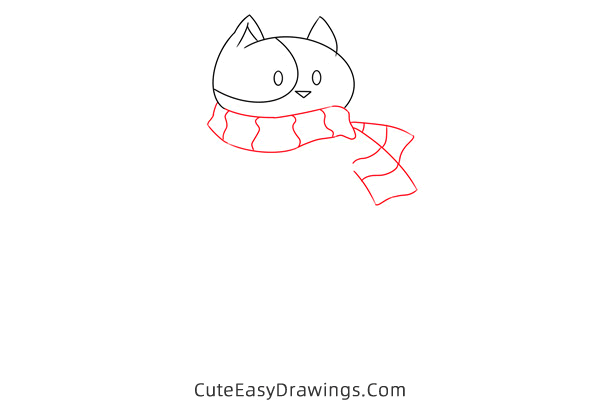 how to draw a winter cat - www.cuteeasydrawings.com