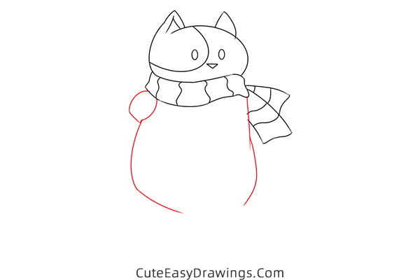 how to draw a winter cat - www.cuteeasydrawings.com