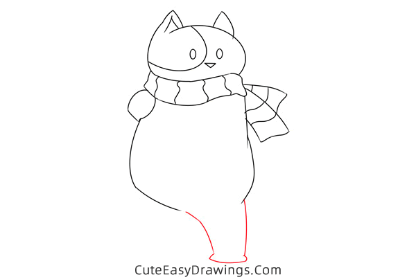 how to draw a winter cat - www.cuteeasydrawings.com