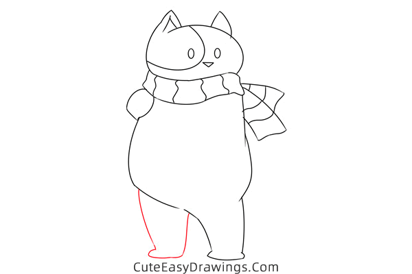 how to draw a winter cat - www.cuteeasydrawings.com