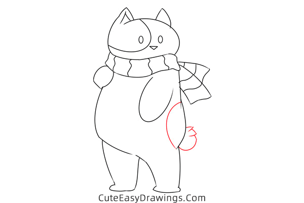 how to draw a winter cat - www.cuteeasydrawings.com