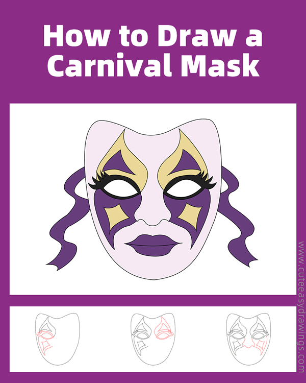 how to draw a brazilian carnival mask - www.cuteeasydrawings.com