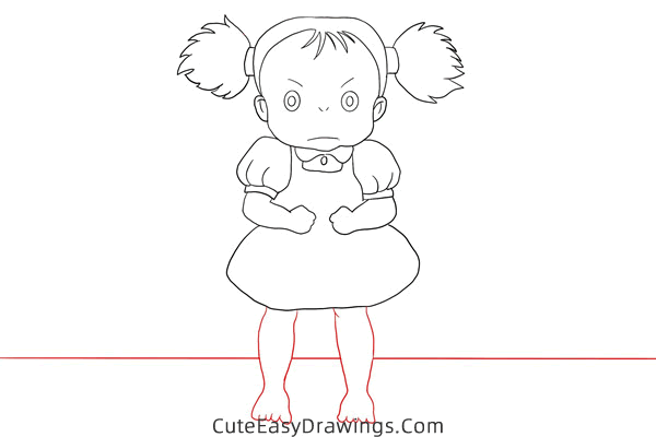 how to draw mei from my neighbor totoro - www.cuteeasydrawings.com