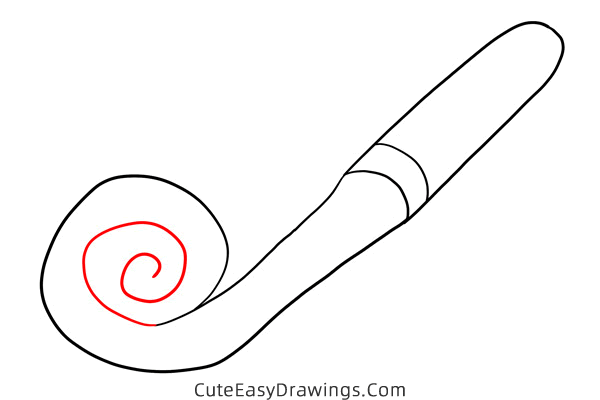 how to draw a blowing dragon whistle - www.cuteeasydrawings.com