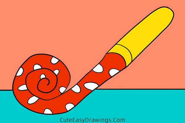 how to draw a blowing dragon whistle - www.cuteeasydrawings.com