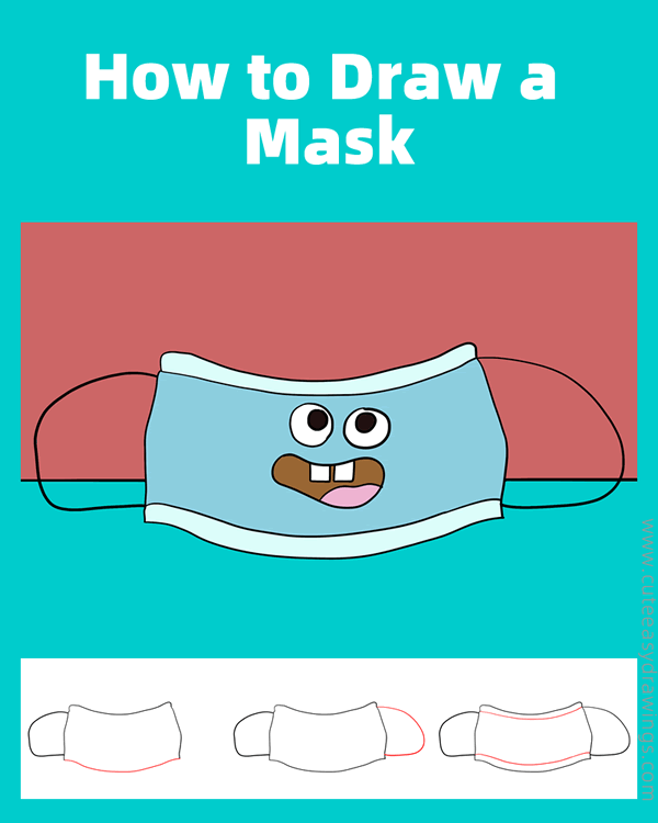 how to draw a face mask - www.cuteeasydrawings.com