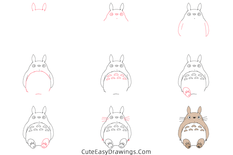 how to draw totoro - www.cuteeasydrawings.com