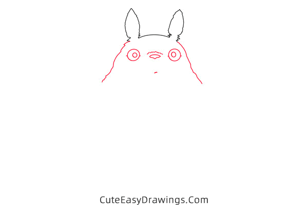 how to draw totoro - www.cuteeasydrawings.com