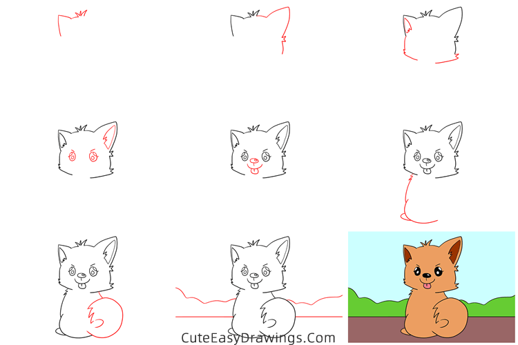 how to draw a dog - www.cuteeasydrawings.com