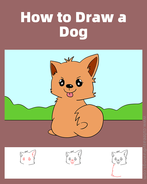 how to draw a dog - www.cuteeasydrawings.com