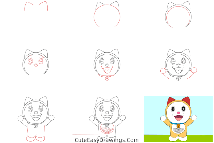 how to draw dorami from doraemon - www.cuteeasydrawings.com