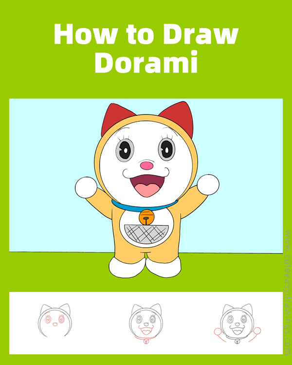 how to draw dorami from doraemon - www.cuteeasydrawings.com