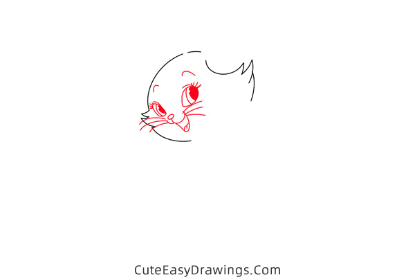 how to draw marie the cat - www.cuteeasydrawings.com