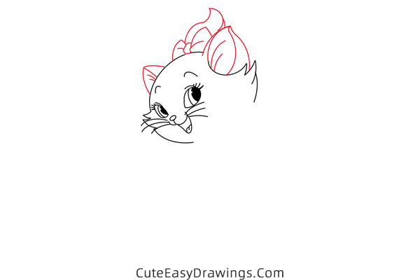 how to draw marie the cat - www.cuteeasydrawings.com