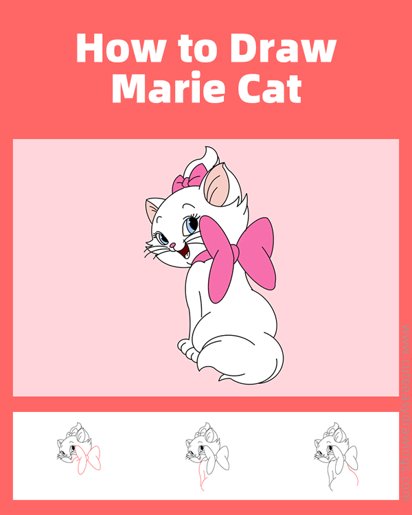 how to draw marie the cat - www.cuteeasydrawings.com