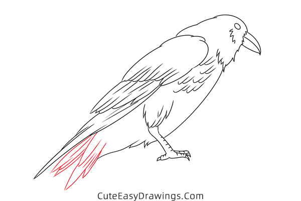 how to draw a crow - www.cuteeasydrawings.com