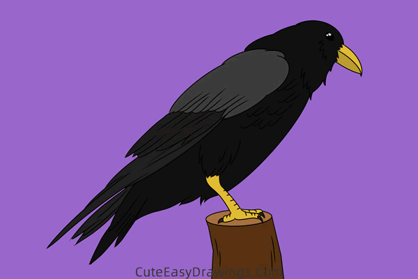 how to draw a crow - www.cuteeasydrawings.com