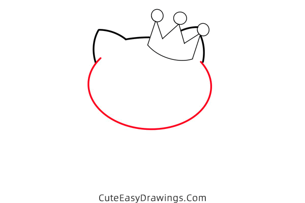 how to draw hello kitty with a crown - www.cuteeasydrawings.com