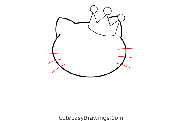 how to draw hello kitty with a crown - www.cuteeasydrawings.com