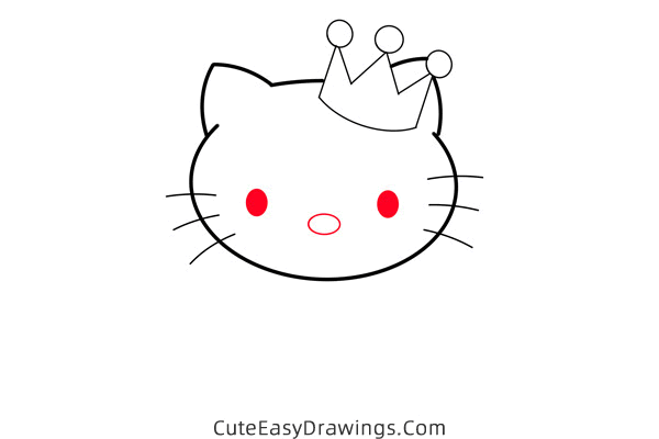 how to draw hello kitty with a crown - www.cuteeasydrawings.com