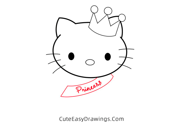 how to draw hello kitty with a crown - www.cuteeasydrawings.com