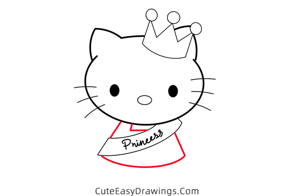 how to draw hello kitty with a crown - www.cuteeasydrawings.com