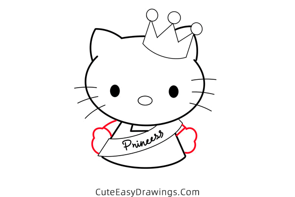 how to draw hello kitty with a crown - www.cuteeasydrawings.com