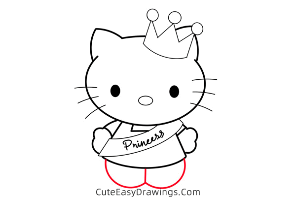 how to draw hello kitty with a crown - www.cuteeasydrawings.com