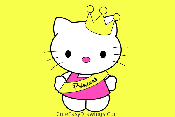 how to draw hello kitty with a crown - www.cuteeasydrawings.com