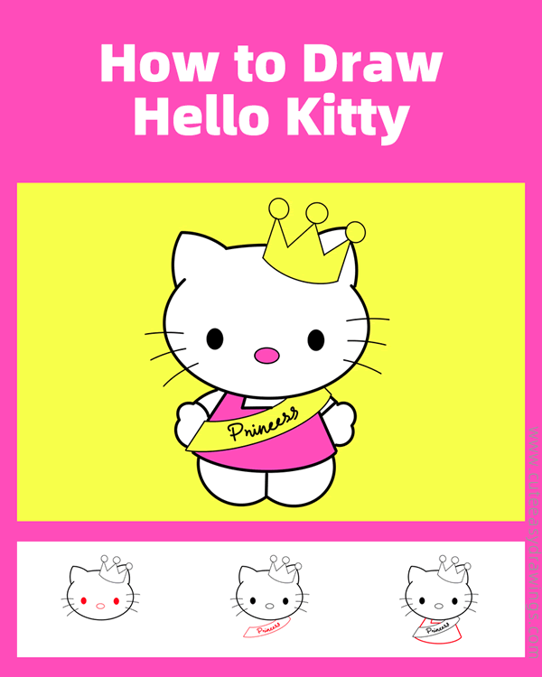 how to draw hello kitty with a crown - www.cuteeasydrawings.com