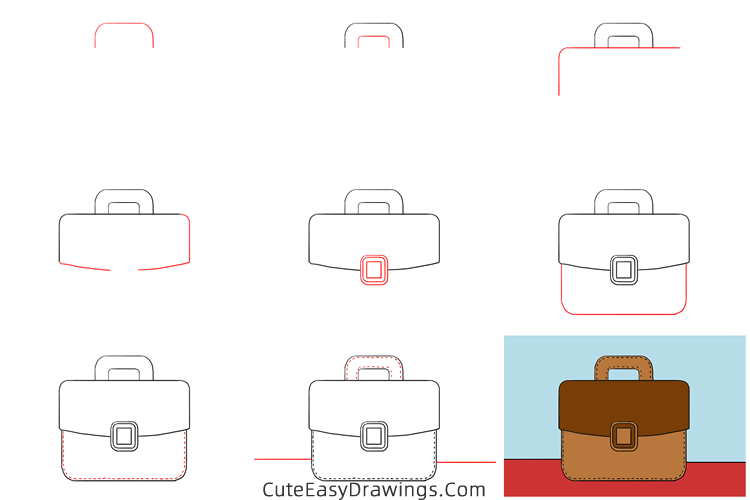 how to draw a briefcase - www.cuteeasydrawings.com