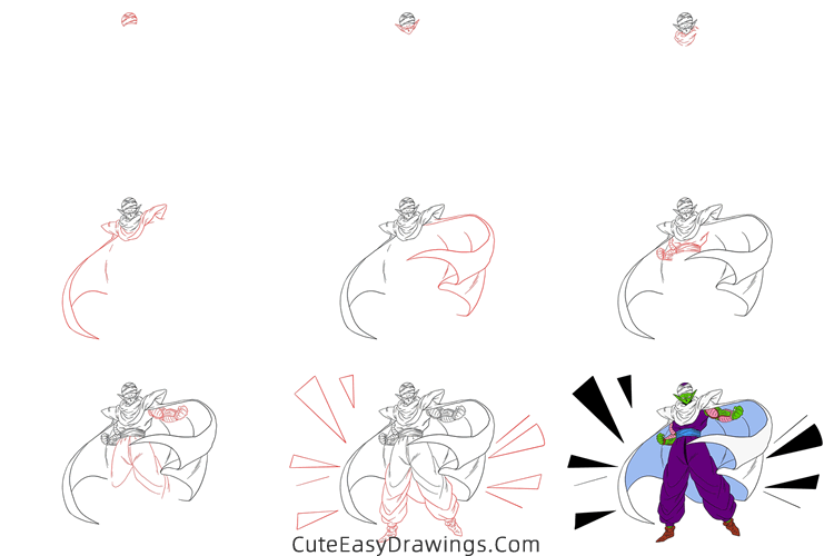 how to draw piccolo - www.cuteeasydrawings.com