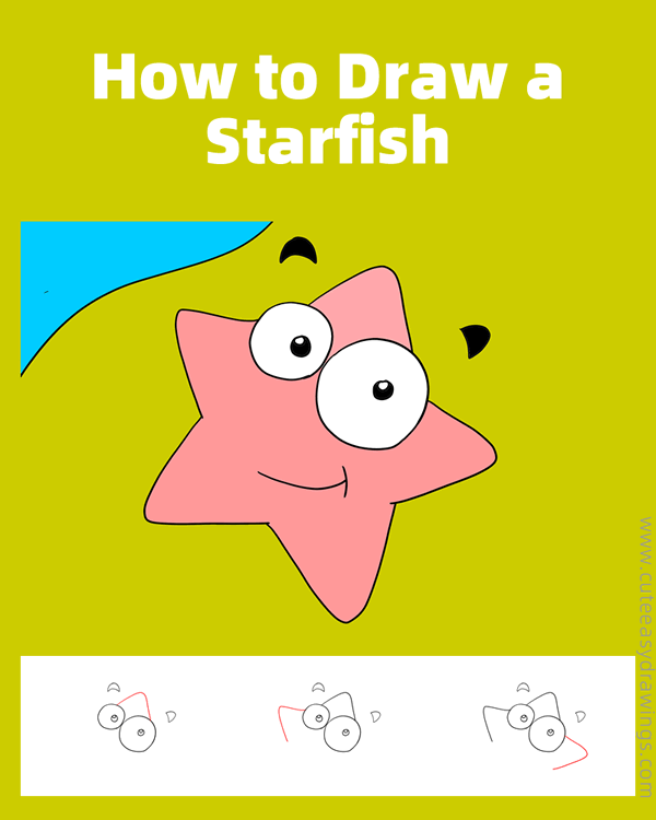 how to draw a starfish easy - www.cuteeasydrawings.com