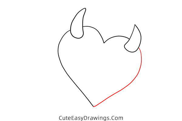 how to draw a devil heart - www.cuteeasydrawings.com