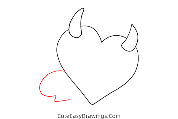 how to draw a devil heart - www.cuteeasydrawings.com