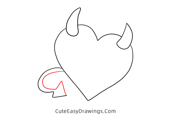 how to draw a devil heart - www.cuteeasydrawings.com