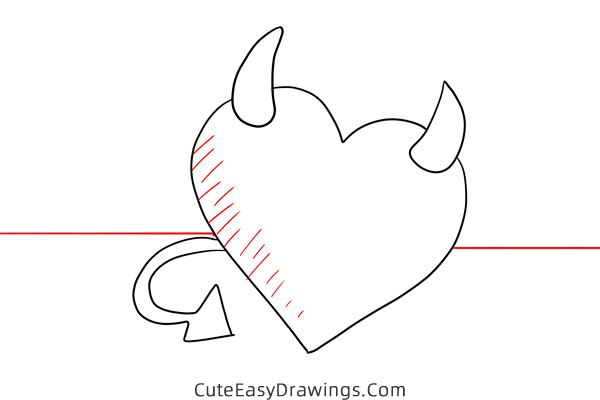 how to draw a devil heart - www.cuteeasydrawings.com