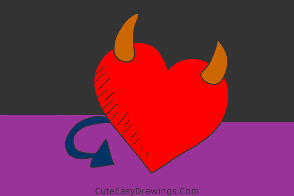 how to draw a devil heart - www.cuteeasydrawings.com