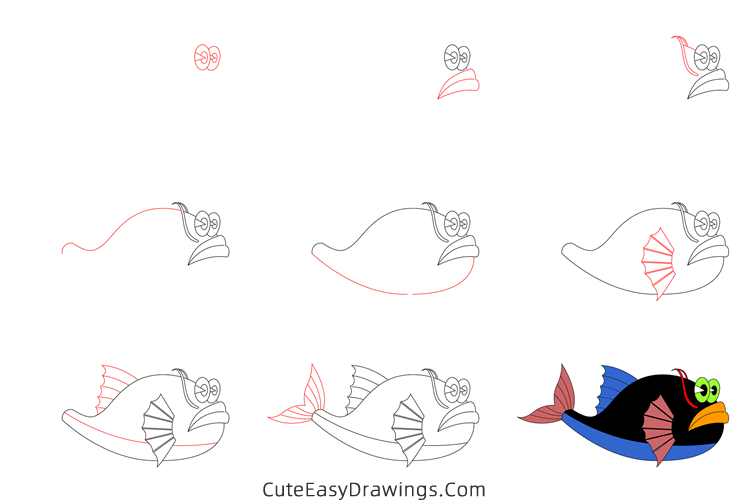 how to draw a fish - www.cuteeasydrawings.com