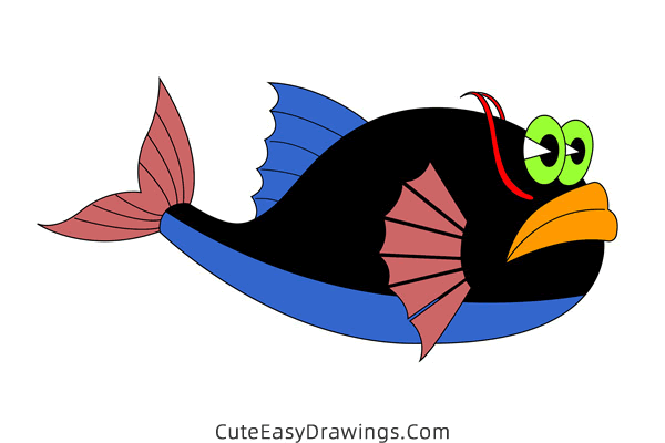 how to draw a fish - www.cuteeasydrawings.com