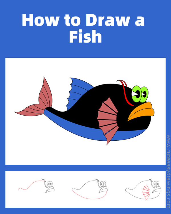 how to draw a fish - www.cuteeasydrawings.com