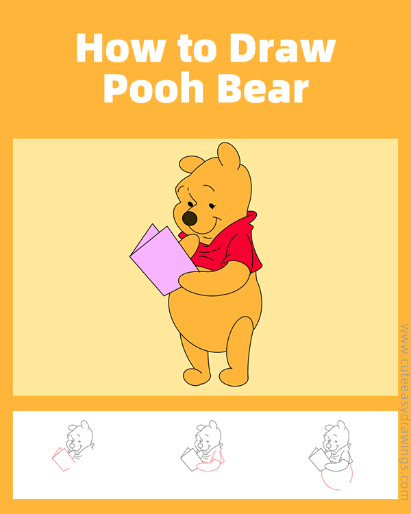 how to draw pooh bear - www.cuteeasydrawings.com