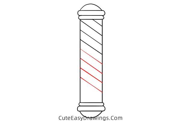 how to draw a barber pole - www.cuteeasydrawings.com