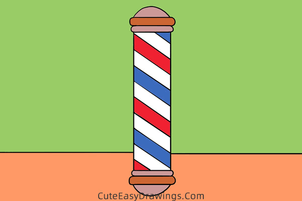 how to draw a barber pole - www.cuteeasydrawings.com