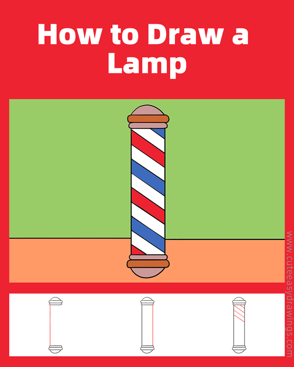 how to draw a barber pole - www.cuteeasydrawings.com