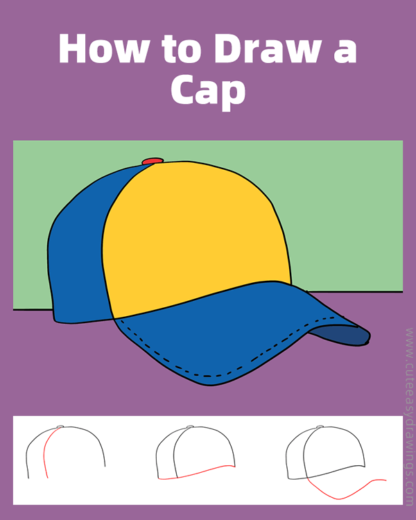 how to draw a cap - www.cuteeasydrawings.com