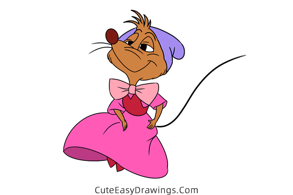 how to draw mary mouse from cinderella - www.cuteeasydrawings.com