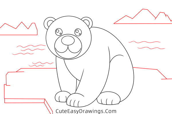 how to draw a polar bear - www.cuteeasydrawings.com